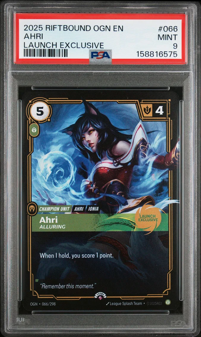 2025 #066 Ahri - Alluring PSA 9 Riftbound: League of Legends Ogn-Origins
