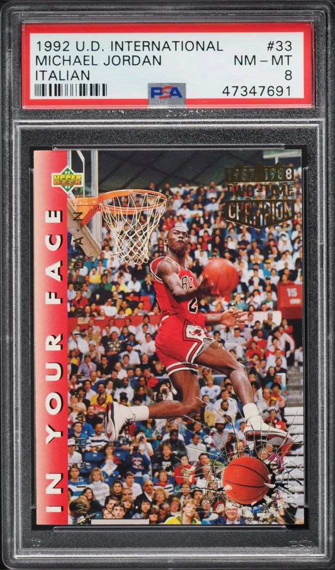 1992 #33 Italian Michael Jordan PSA 8 Upper Deck International