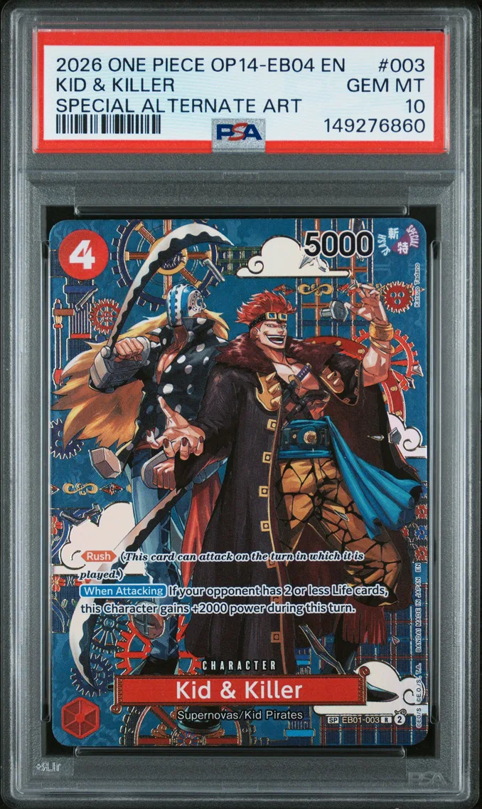 2026 #003 Kid & Killer PSA 10 One Piece OP14-EB04-the Azure Sea's Seven