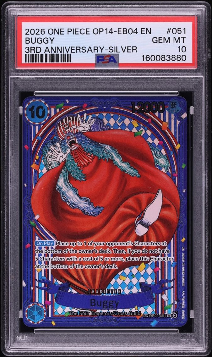 2026 #OP09-051 Silver Buggy PSA 10 One Piece The Azure Sea's Seven 3rd Anniversary
