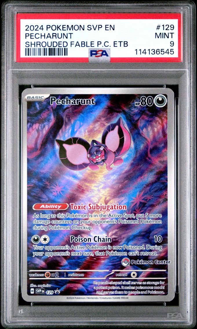 2024 #129 Pecharunt PSA 9 Svp EN-SV Black Star Promo Pokemon