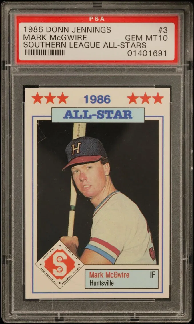 1986 #3 Mark McGwire PSA 10 Donn Jennings Southern League All-Stars
