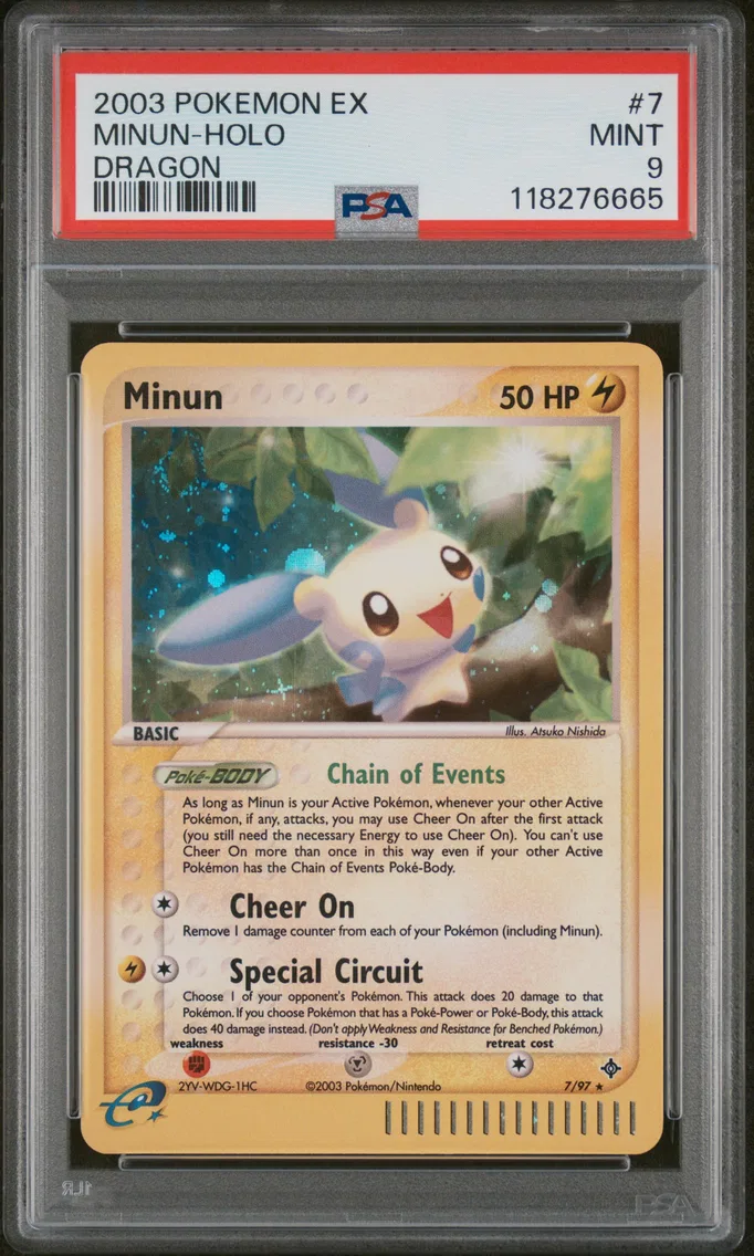2003 #7 Minun-Holo PSA 9 EX Drag