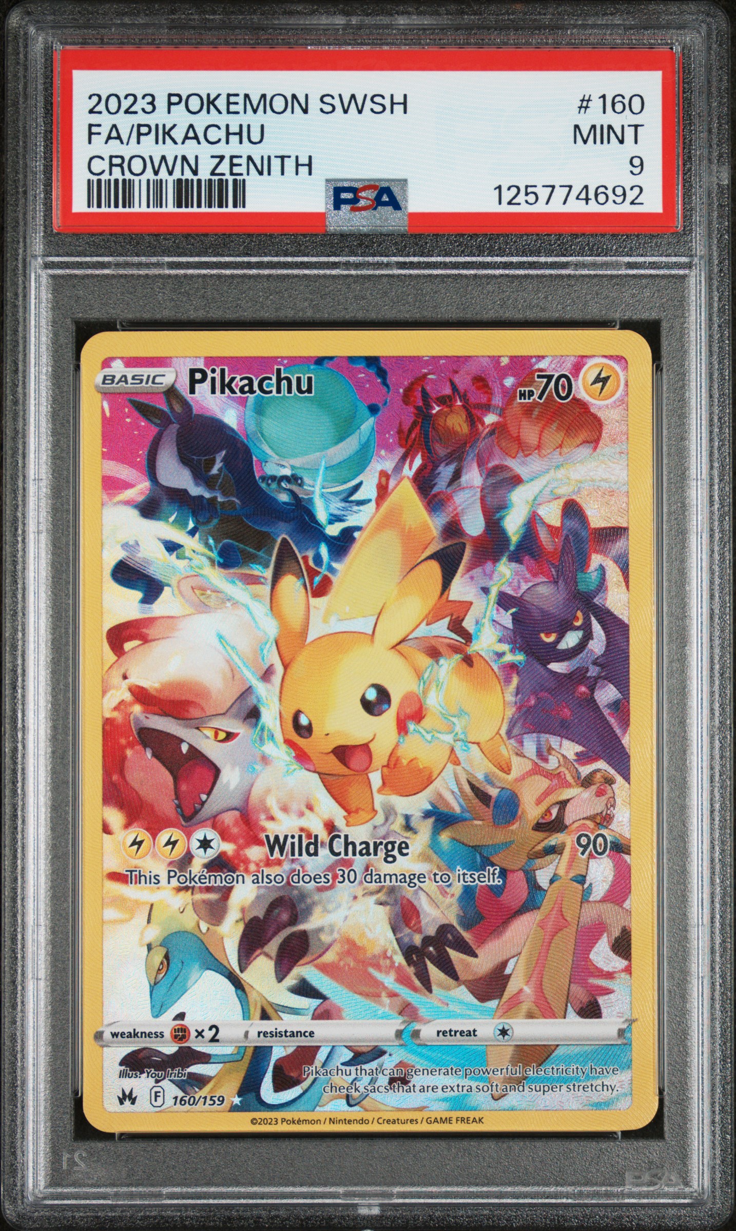 2023 #160 Full Art/Pikachu PSA 9 Sword And Shield Crown Zenith