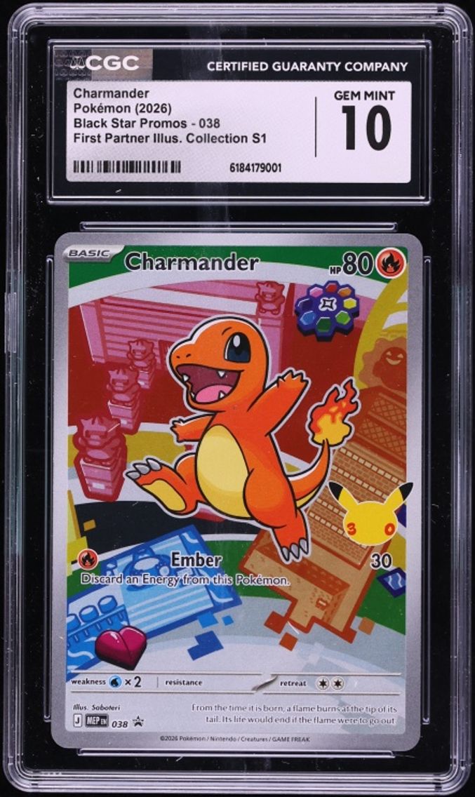 2026 Pokemon Mega Promo First Partner Illustration S1 Full Art Charmander #38 CGC 10 GEM MINT