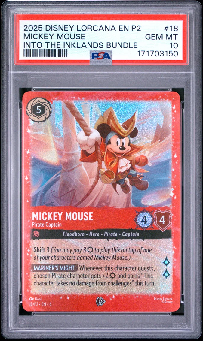 2025 #18 Mickey Mouse - Pirate Captain PSA 10 Disney Lorcana EN P2-Promo