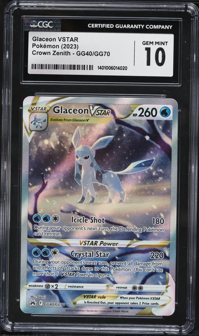 2023 #GG40 Full Art/Glaceon Vstar CGC 10 Sword and Shield Crown Zenith Pokemon