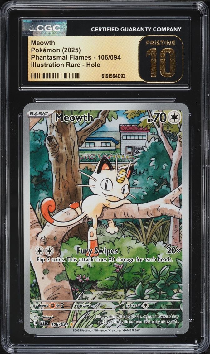 2025 #106 Meowth CGC 10 Pokemon Mega Evolution Phantasmal Flames IR