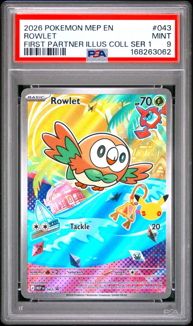 2026 #043 Rowlet PSA 9 Mep EN-Me Black Star Promo