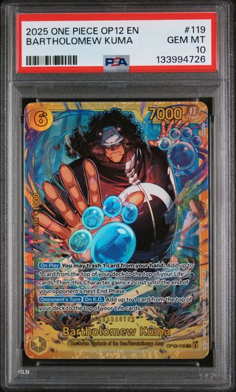 2025 #119 Bartholomew Kuma PSA 10 One Piece OP12 Legacy of the Master