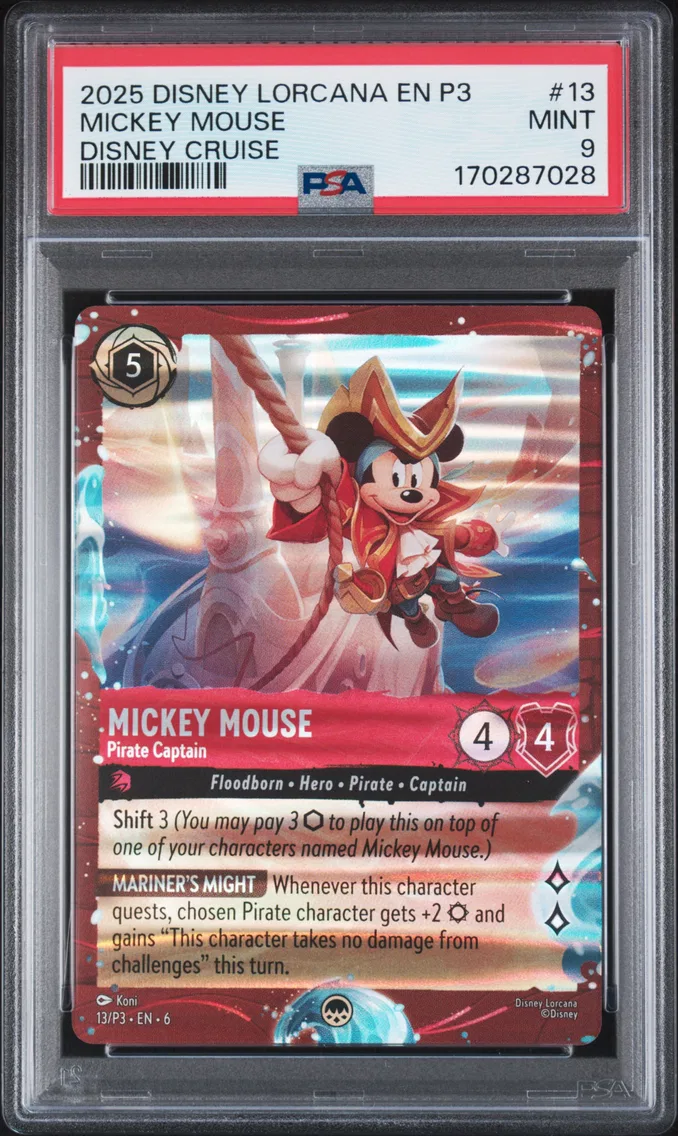 2025 #13 Mickey Mouse - Pirate Captain PSA 9 Disney Lorcana EN P3-Promo