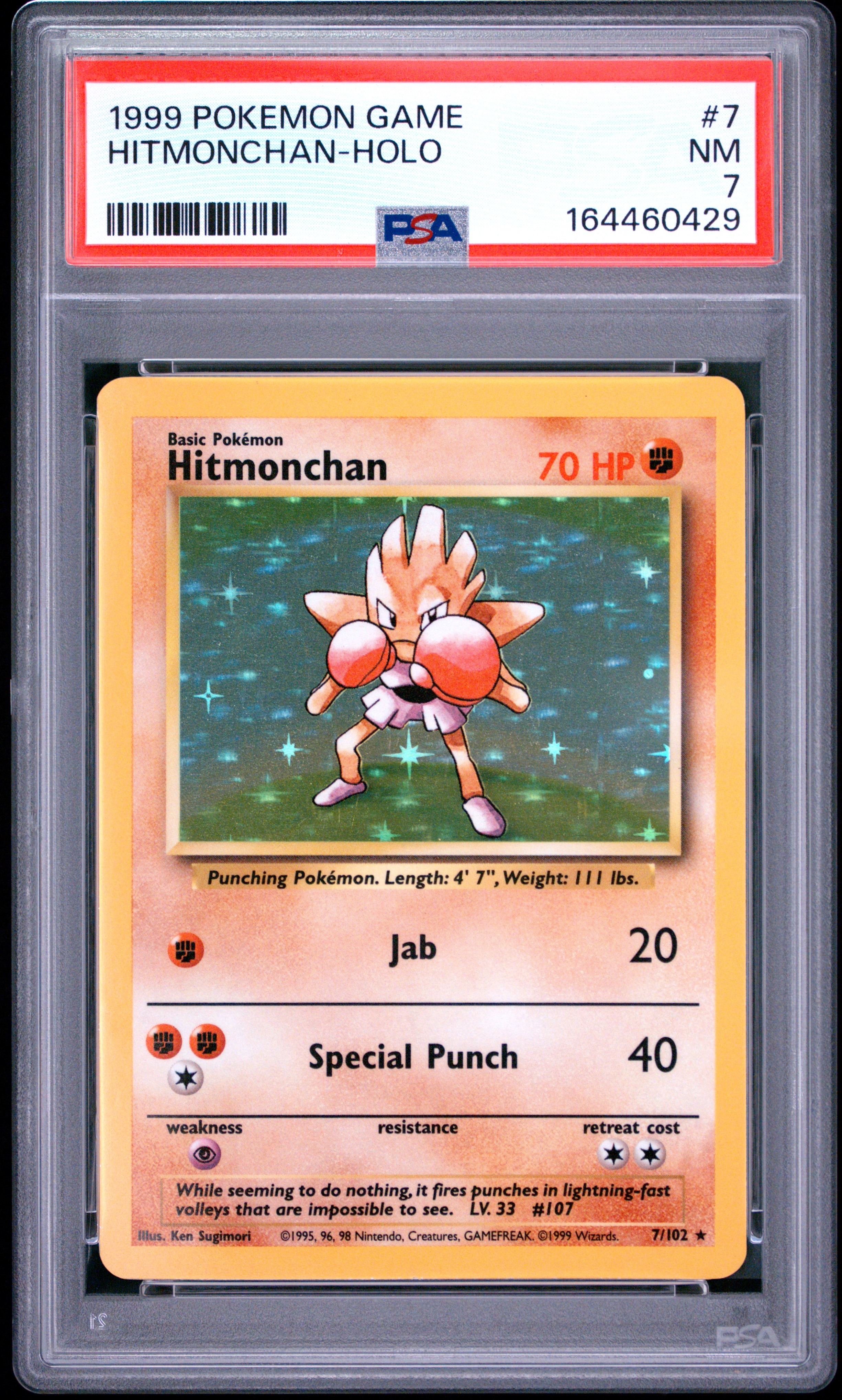 1999 #7 Hitmonchan-Holo PSA 7 Game