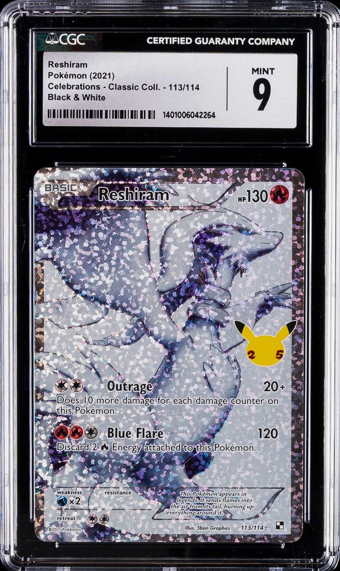 2021 #113 Full Art/Reshiram CGC 9 Celebrations Classic Collection Pokemon