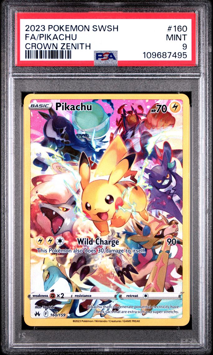 2023 #160 Full Art/Pikachu PSA 9 Sword and Shield Crown Zenith