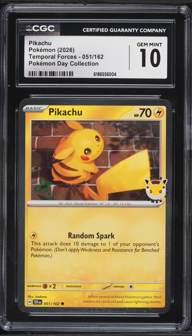 2026 #51 Pikachu CGC 10 Pokemon Day Collection Temporal Forces