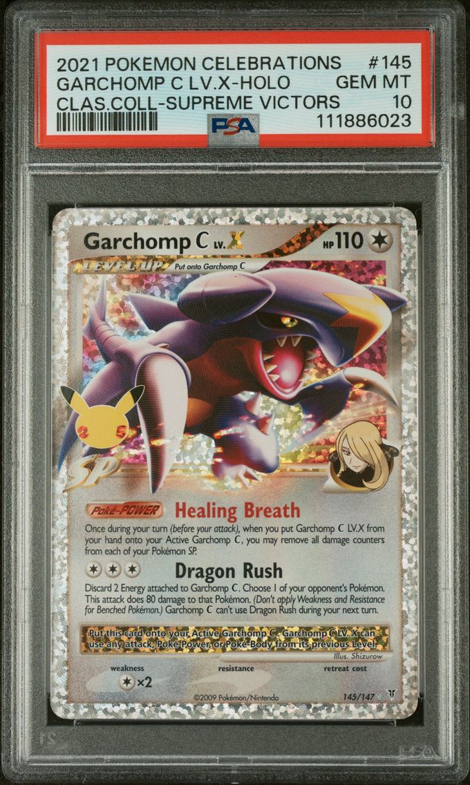 2021 #145 Garchomp C LV.X-Holo PSA 10 Celebrations Classic Collection Pokemon
