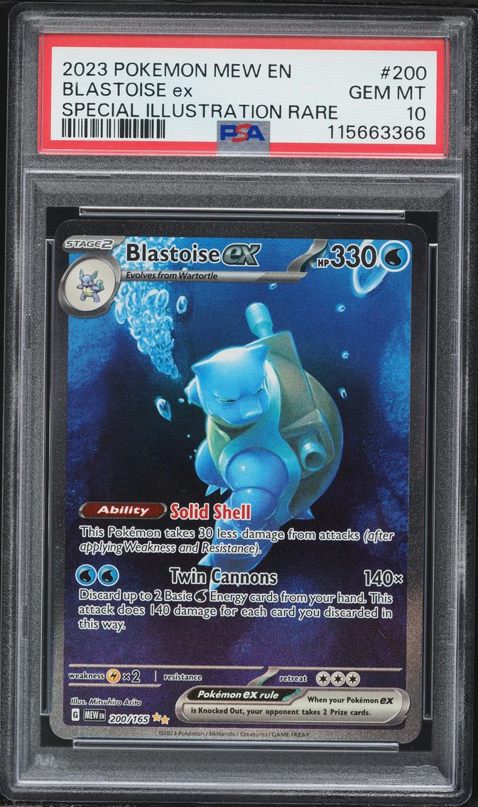 2023 #200 Blastoise EX PSA 10 Mew EN-151 Pokemon