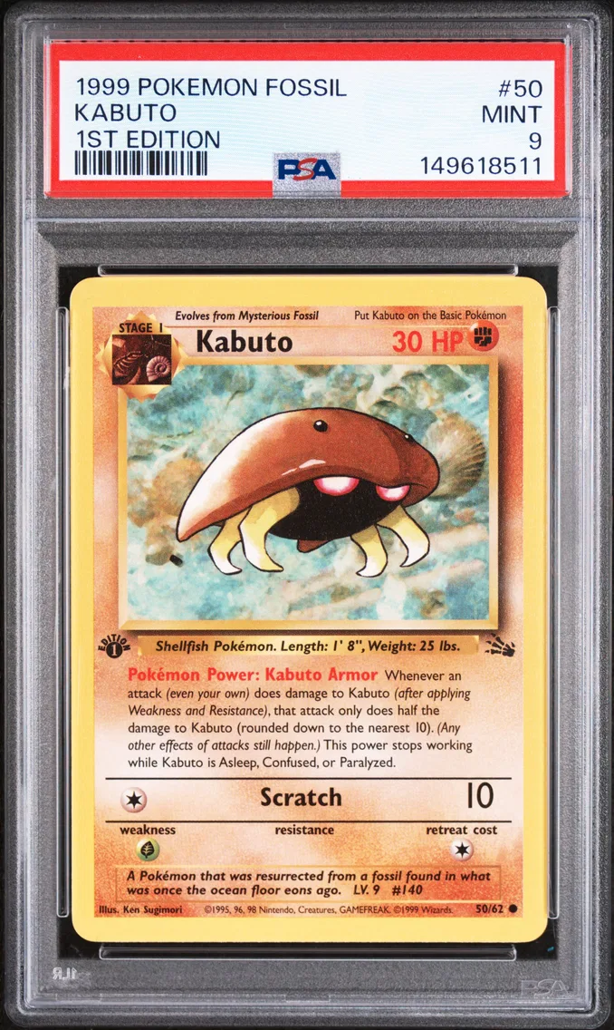 1999 #50 Kabuto 1st Edition PSA 9 Fossil