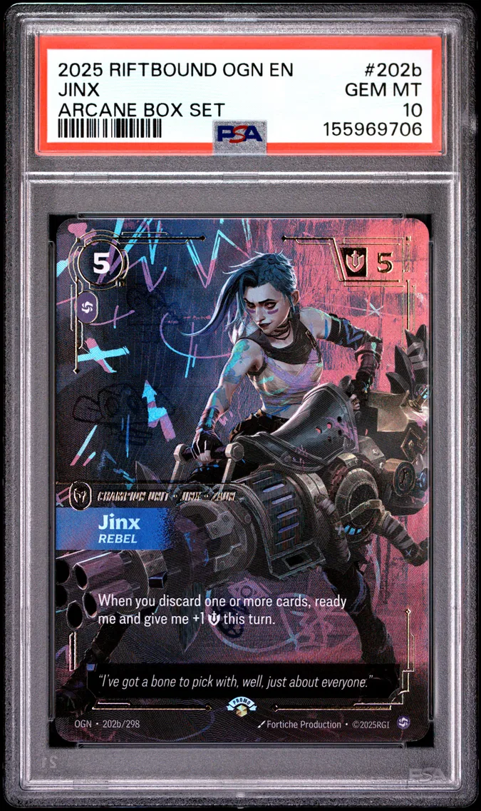 2025 #202b Jinx - Rebel PSA 10 Riftbound: League of Legends Ogn-Origins