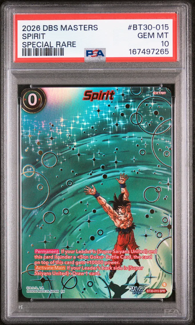 2026 #BT30-015 Spirit PSA 10 Dragon Ball Super Card Game Masters Series 30 Three Glorious Fighters