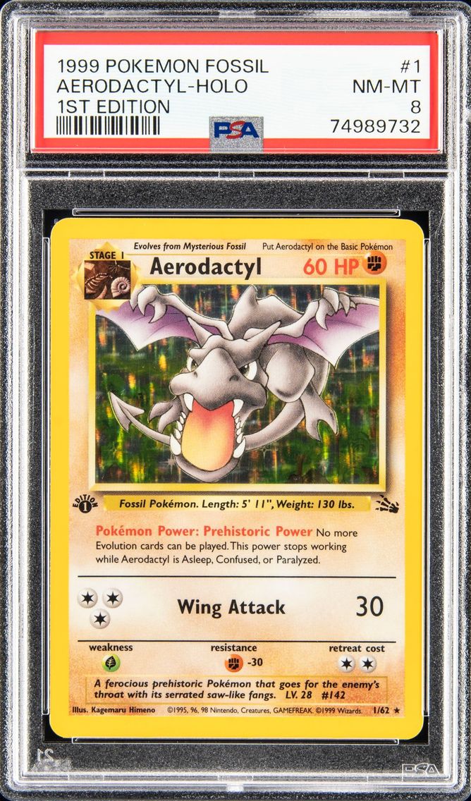 1999 #1 AERODACTYL-HOLO PSA 8 POKEMON FOSSIL | 1ST EDITION