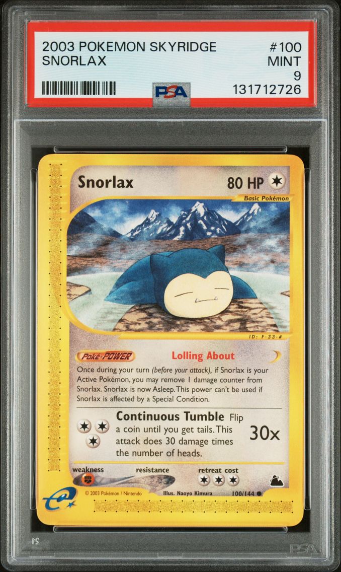 2003 #100 Snorlax PSA 9 Skyridge