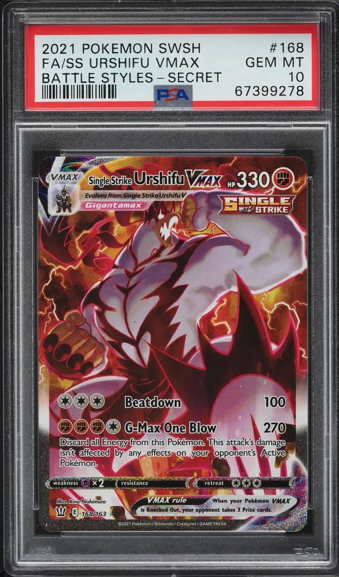 2021 #168 SWSH BATTLE STYLES SINGLE STRIKE URSHIFU VMAX PSA 10 POKEMON