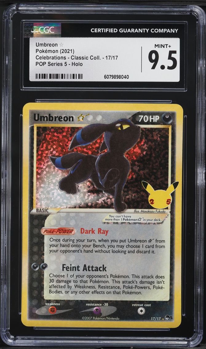 2021 #17 Umbreon-Gold Star CGC 9.5 Celebrations Classic Collection Pokemon