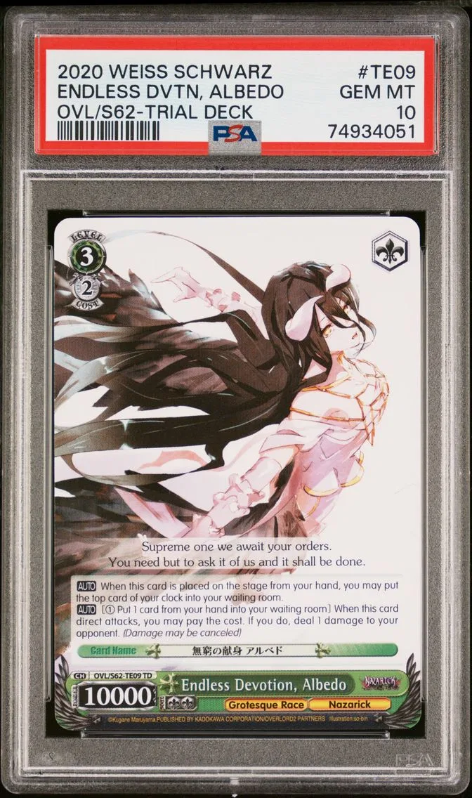 2020 #TE09 Endless Devotion, Albedo PSA 10 Weiss Schwarz Nazarick: Tomb of the Undead