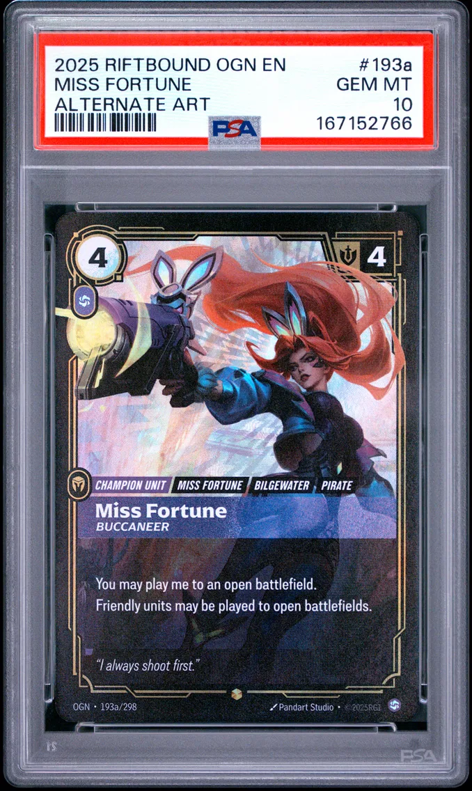 2025 #193a Miss Fortune - Buccaneer PSA 10 Riftbound: League of Legends Ogn-Origins