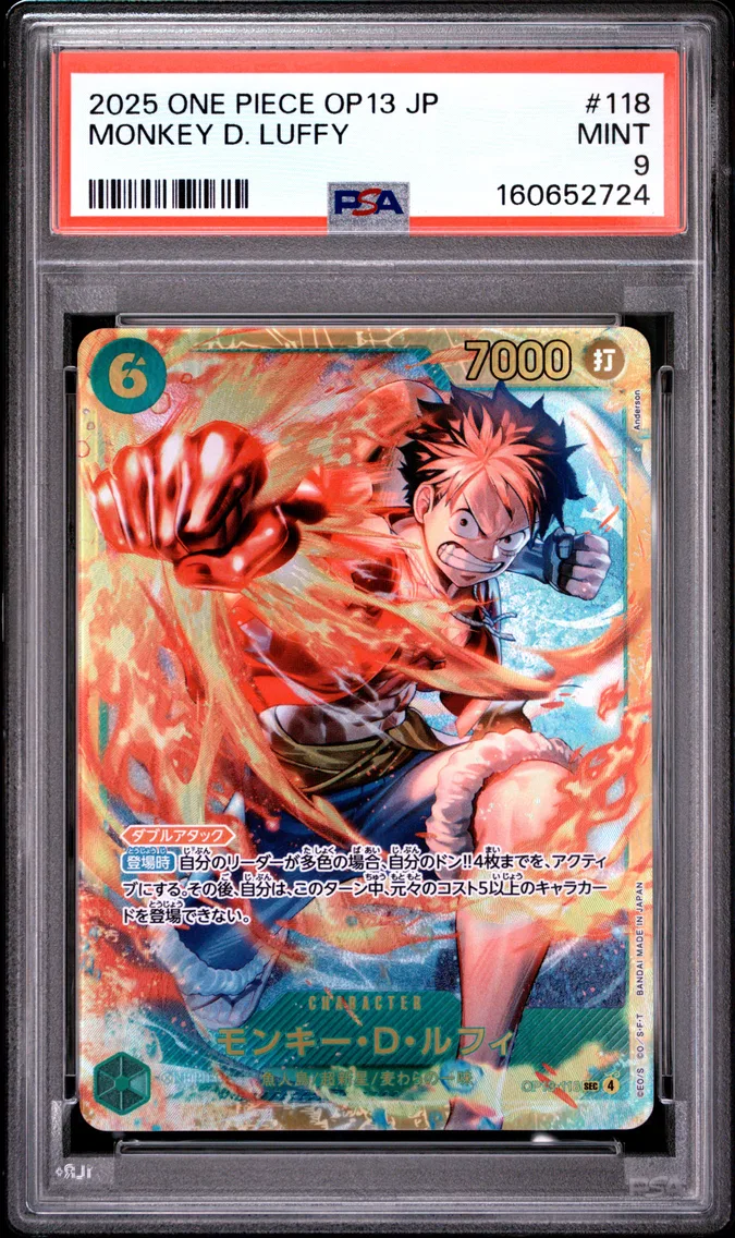 2025 #118 Monkey D. Luffy PSA 9 One Piece Japanese OP13-Carrying on His Will