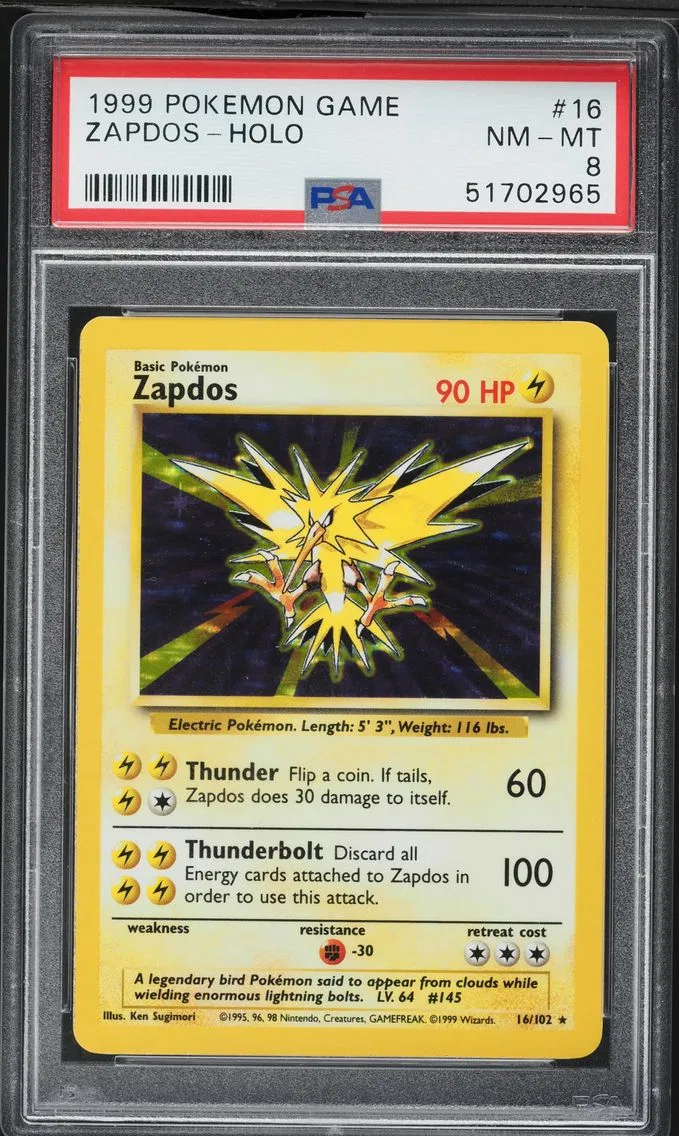 1999 #16 Zapdos-Holo PSA 8 Game Pokemon