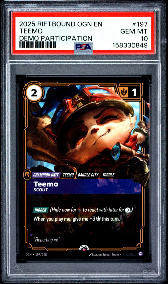 2025 #197 Teemo - Scout PSA 10 Riftbound: League of Legends Ogn-Origins