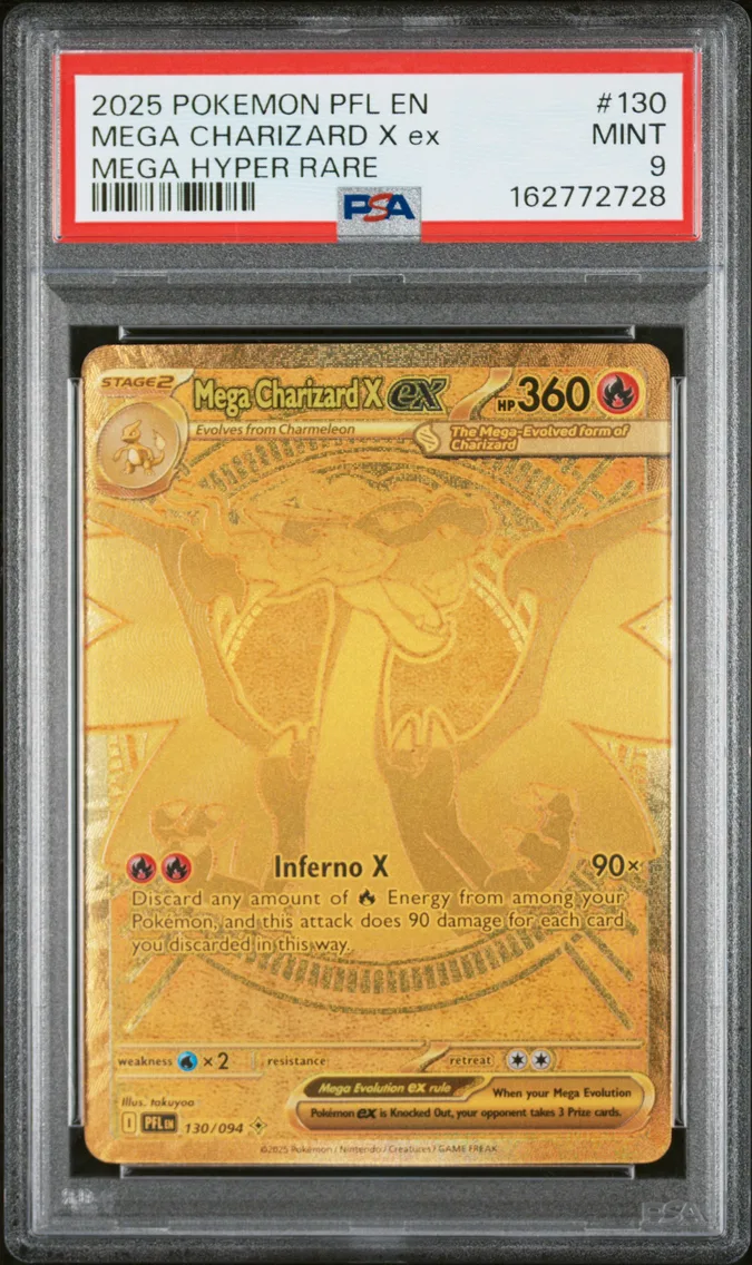 2025 #130 Mega Charizard X EX PSA 9 Pfl EN-Phantasmal Flames