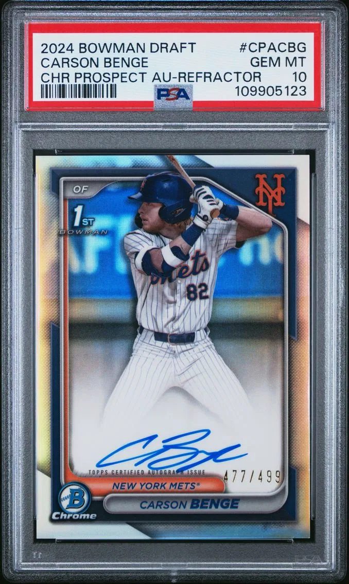 2024 #CPACBG Carson Benge PSA 10 Bowman Draft Chrome Prospect Autographs
