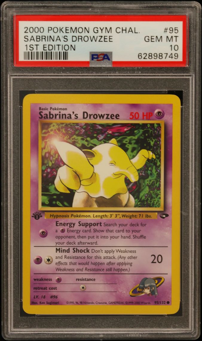 2000 #95 Sabrina's Drowzee 1st Edition PSA 10 Gym Challenge