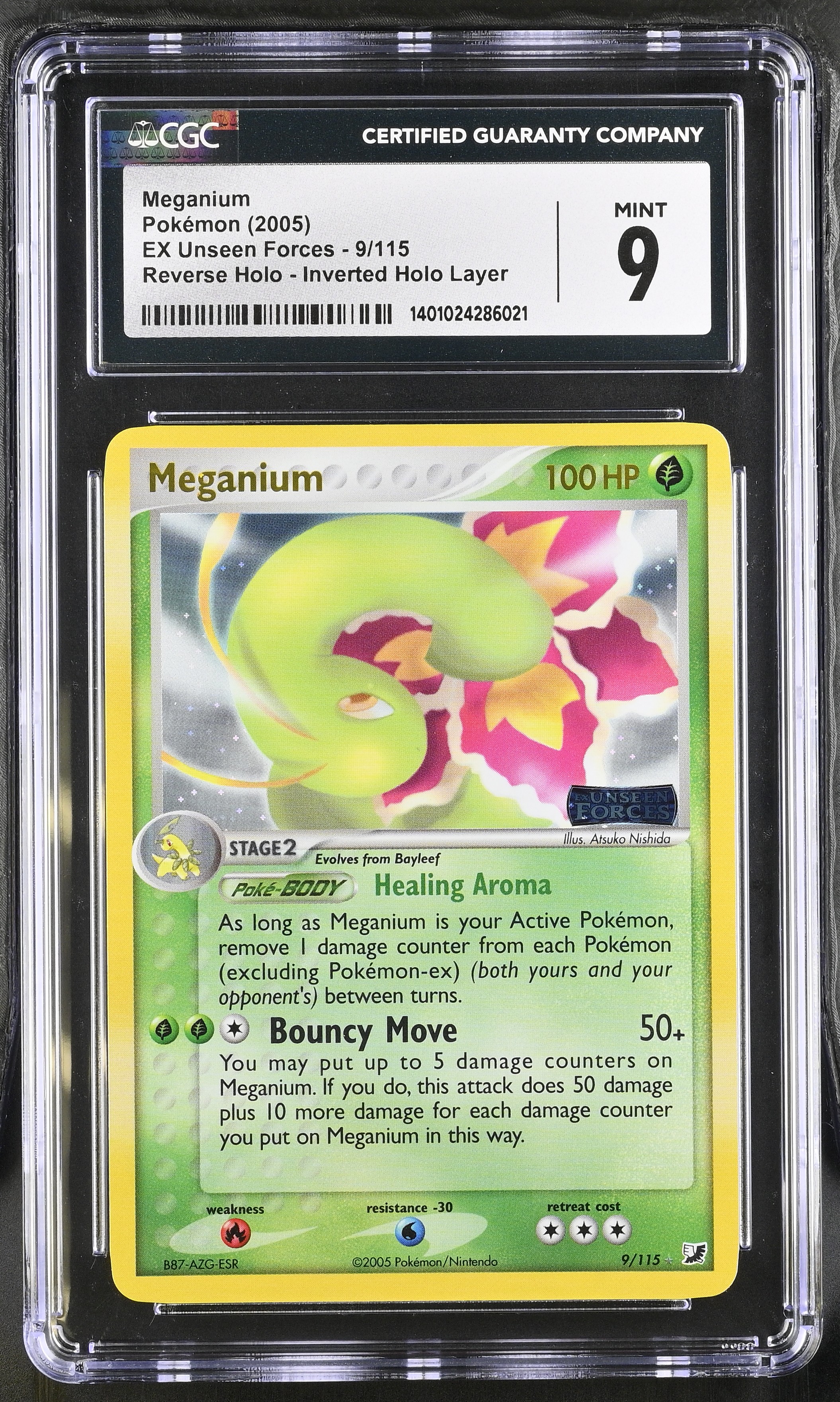 2005 #9 Meganium CGC 9 Ex Unseen Forces - English