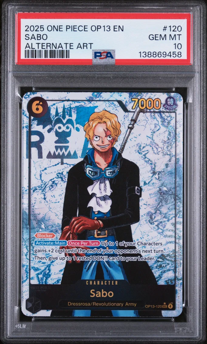 2025 #120 Sabo PSA 10 One Piece OP13-Carrying on His Will