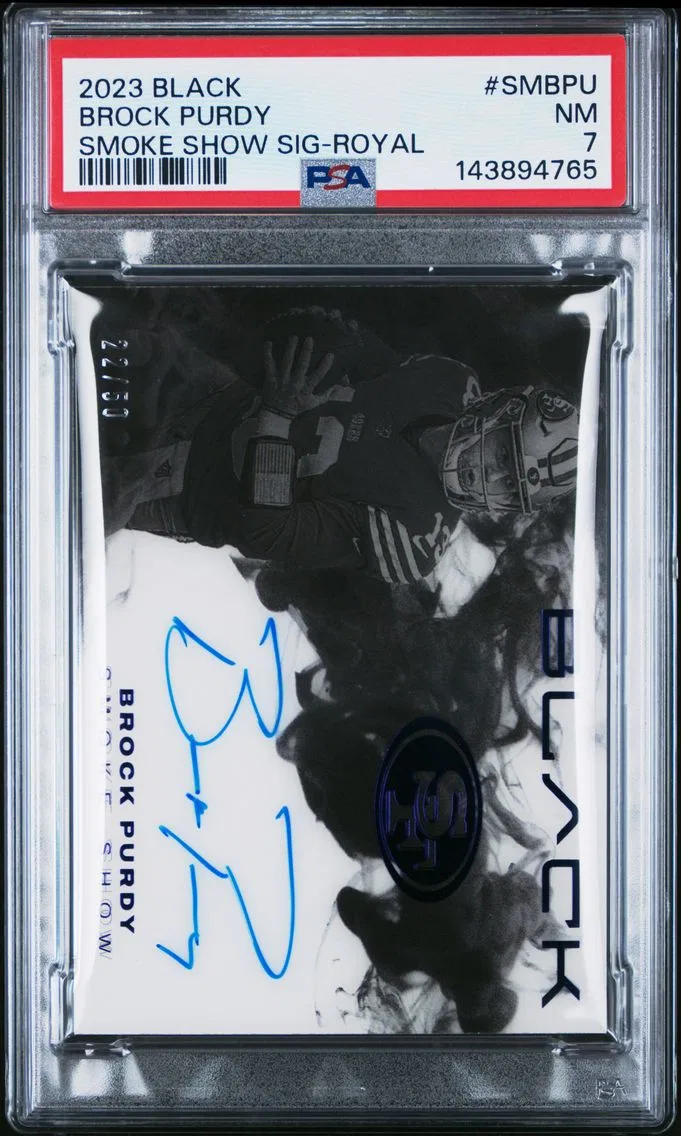 2023 #SMBPU Brock Purdy PSA 7 Panini Black Smoke Show Signatures