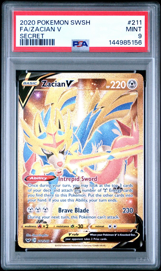 2020 #211 Full Art/Zacian V PSA 9 Sword & Shield Pokemon