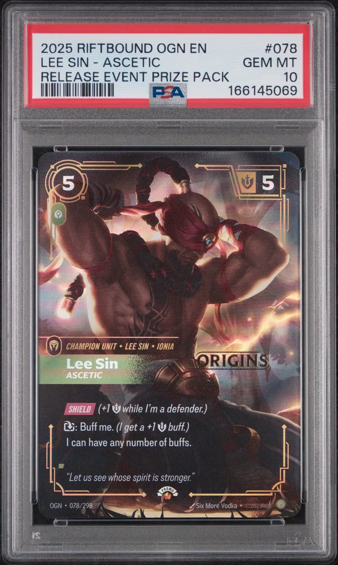 2025 #078 Lee Sin - Ascetic PSA 10 Riftbound: League of Legends Ogn-Origins