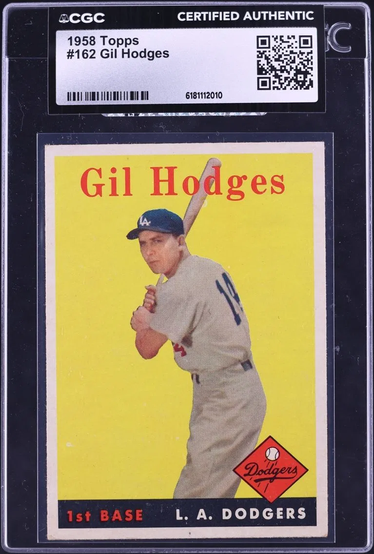 1958 Topps Gil Hodges #162 CGC AUTH
