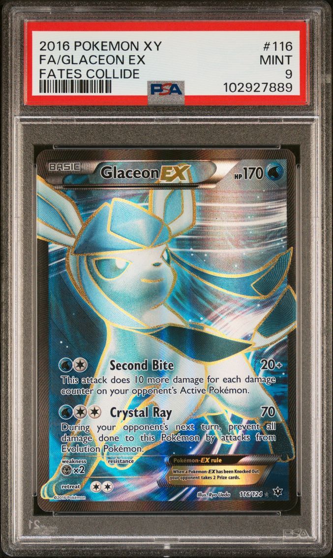 2016 #116 Full Art/Glaceon EX PSA 9 XY Fates Collide Pokemon