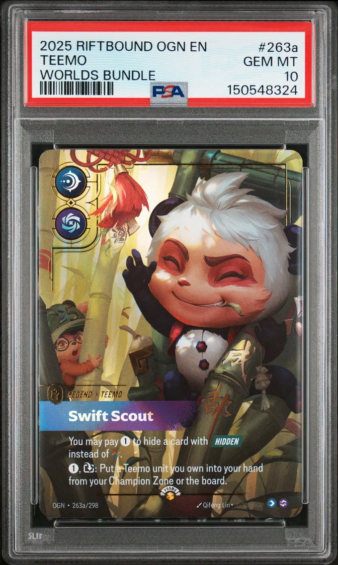 2025 #263a Teemo - Swift Scout PSA 10 Riftbound: League of Legends Ogn-Origins