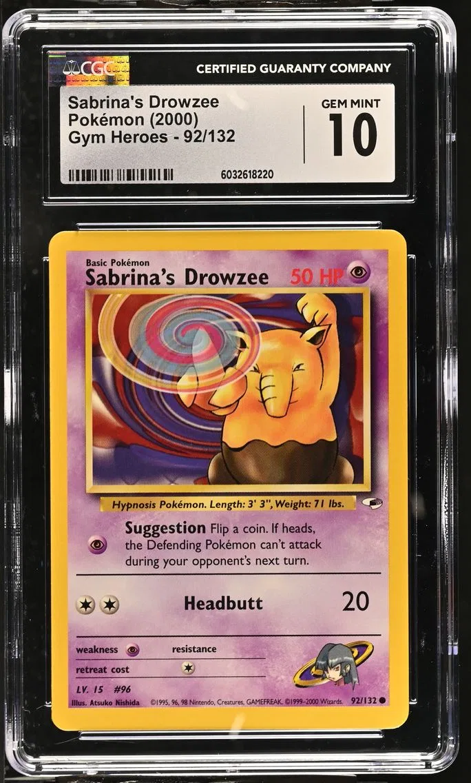 2000 #92 Sabrina's Drowzee CGC 10 Gym Heroes - Unlimited - English