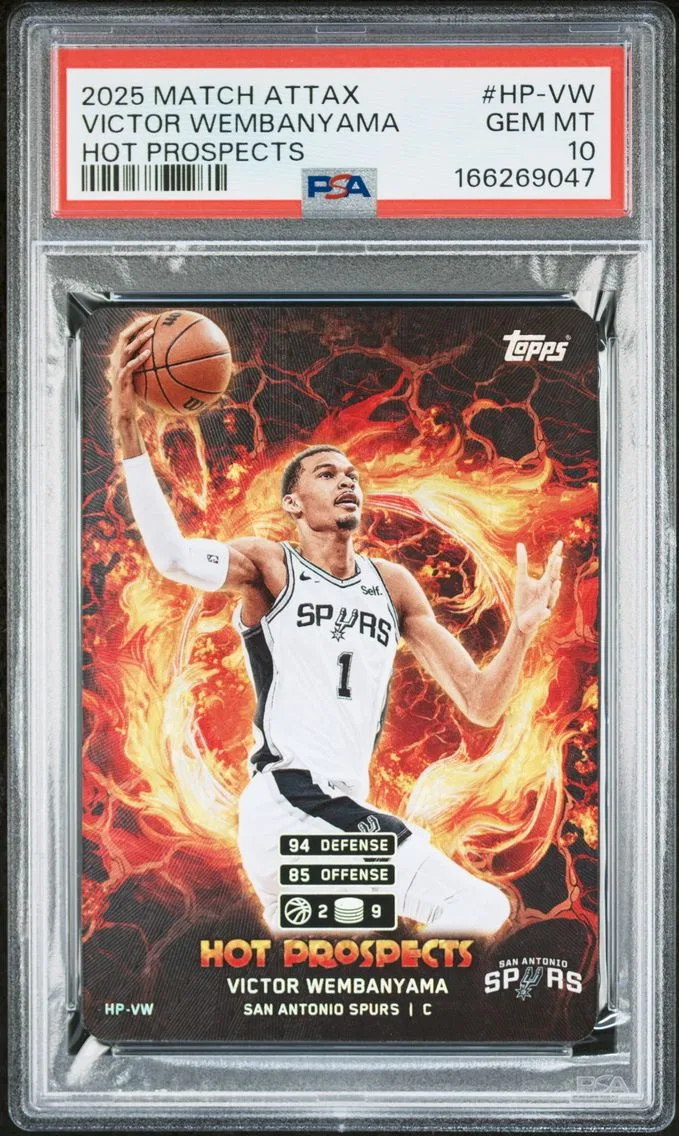 2025 #HP-VW Victor Wembanyama PSA 10 Topps Match Attax Hot Prospects