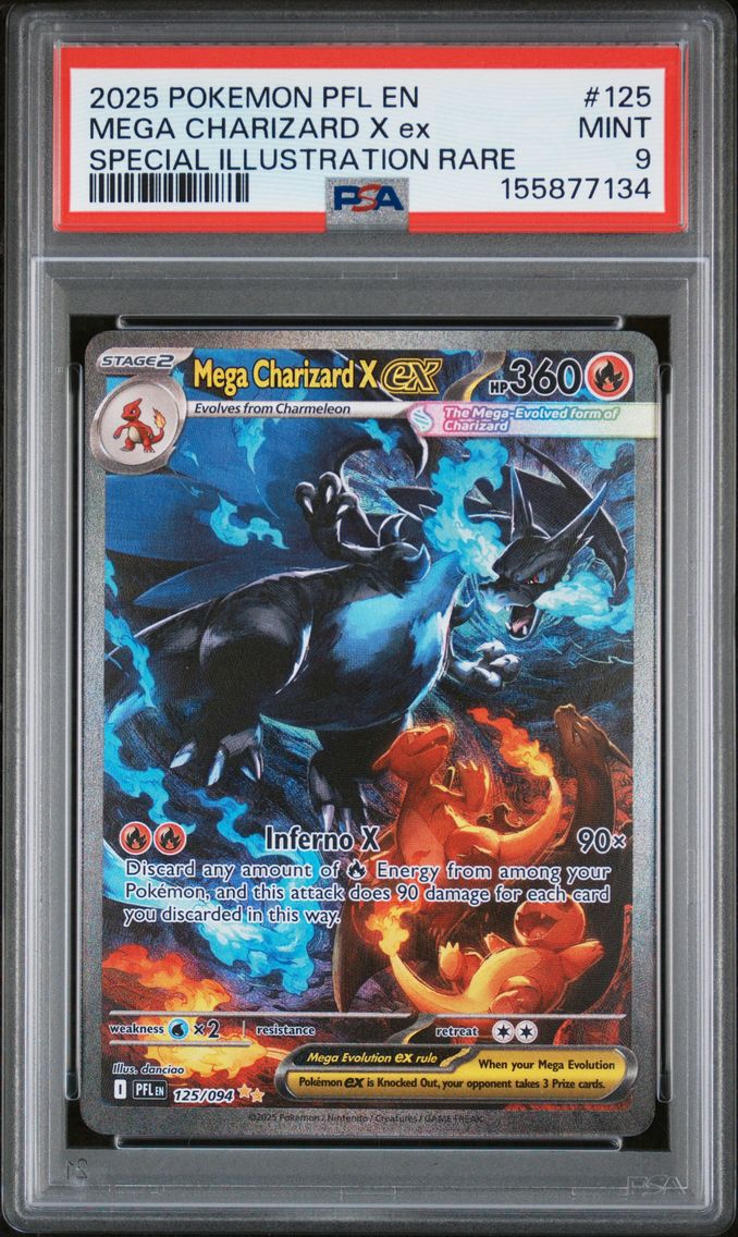 2025 #125 Mega Charizard X EX PSA 9 Pfl EN-Phantasmal Flames