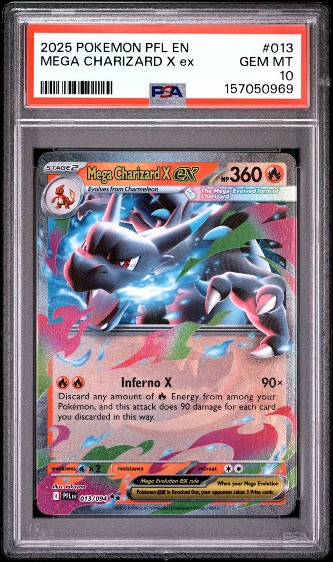 2025 #013 Mega Charizard X EX PSA 10 Pfl EN-Phantasmal Flames