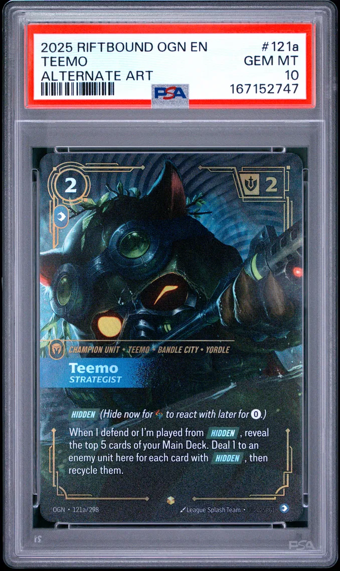 2025 #121a Teemo - Strategist PSA 10 Riftbound: League of Legends Ogn-Origins