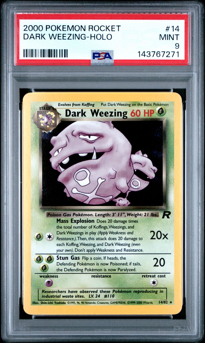 2000 #14 Dark Weezing-Holo PSA 9 Rocket
